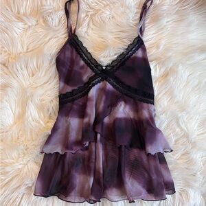 Purple and Black Lace Trim Camisole